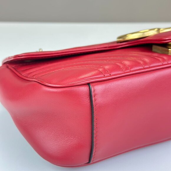 Gucci Red Leather Medium Marmont Shoulder Bag Crossbody - Picture 6 of 8
